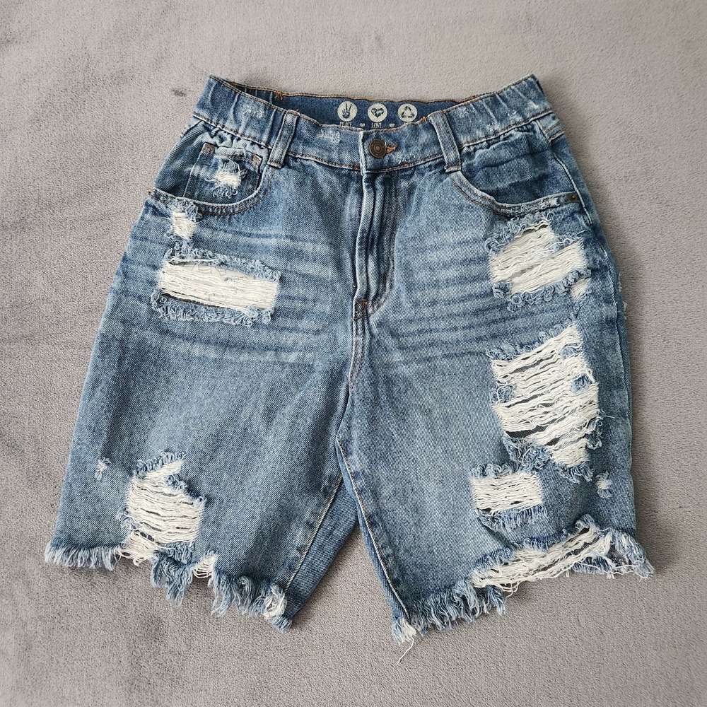 Rewash Shorts‎ Women Size 5/27 Blue High Rise Raw Hem Cut-Off Distressed